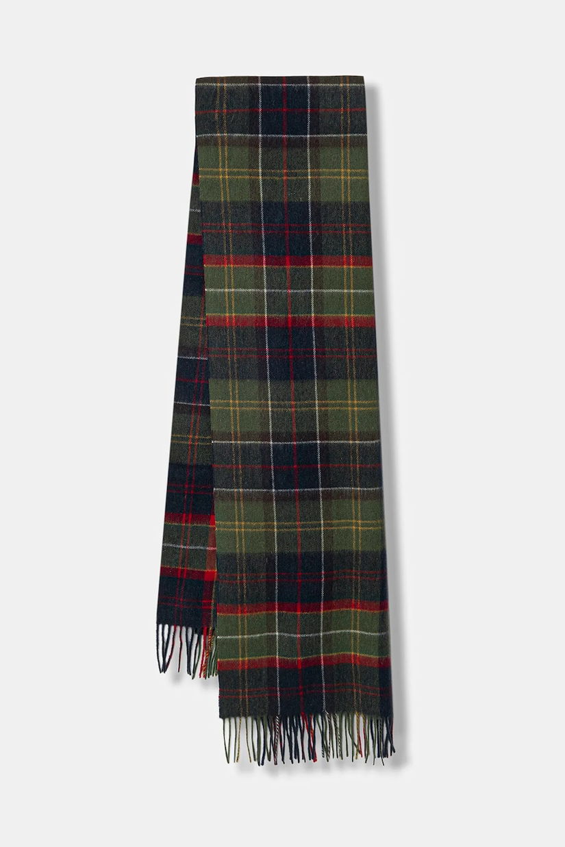 Barbour eșarfă de lână culoarea verde, cu imprimeu, USC0387