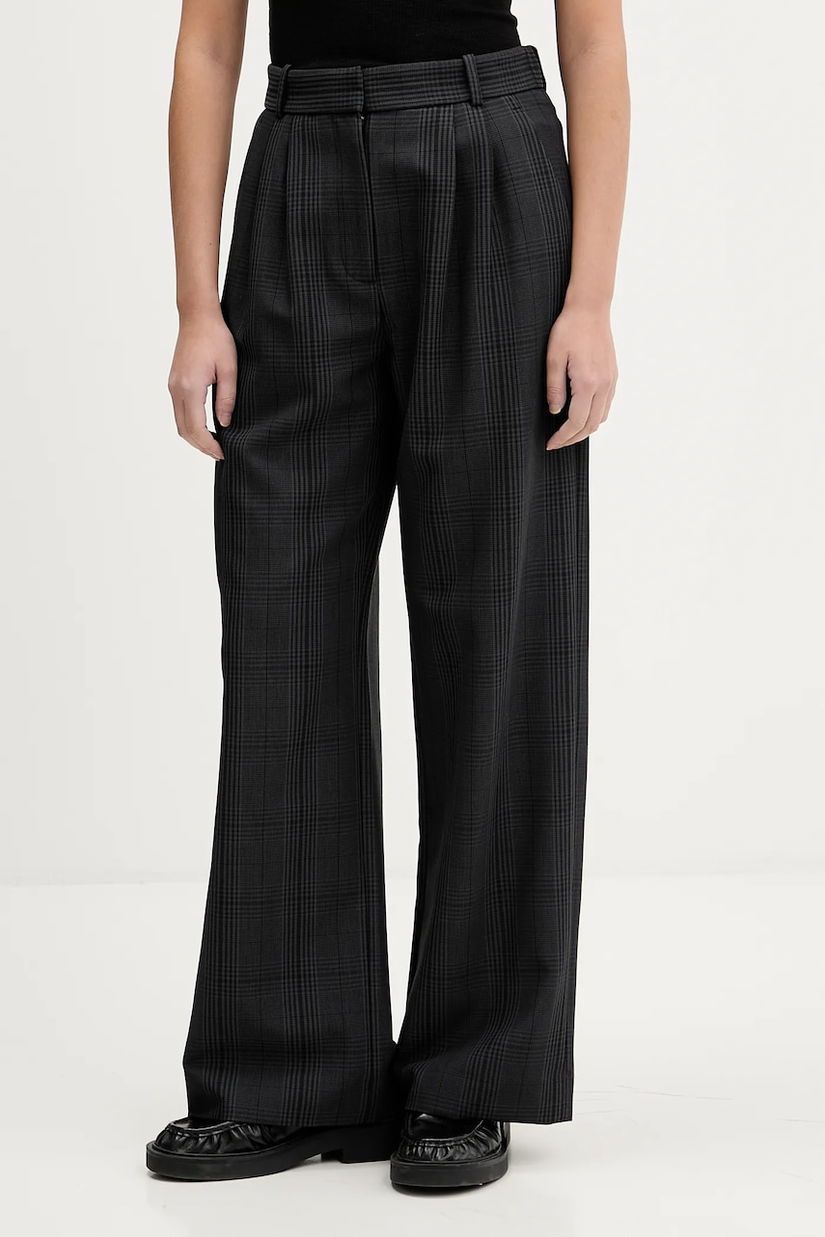 Abercrombie & Fitch pantaloni culoarea gri, drept, high waist, KI156-5552-979