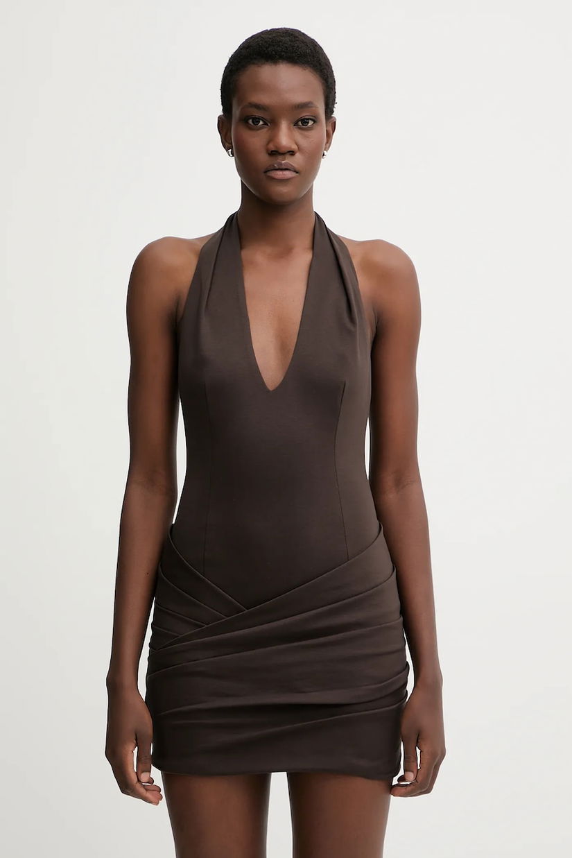 La Mania rochie BLANCA culoarea maro, mini, mulată, BLANCA