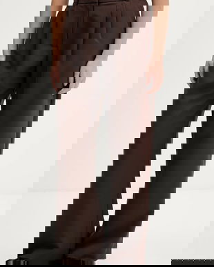 Abercrombie & Fitch pantaloni culoarea maro, lat, high waist, KI156-5502-480