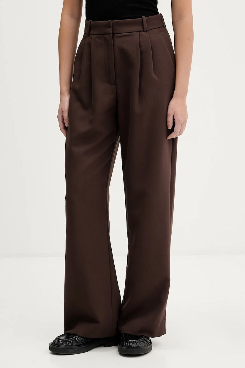 Abercrombie & Fitch pantaloni culoarea maro, lat, high waist, KI156-5502-480