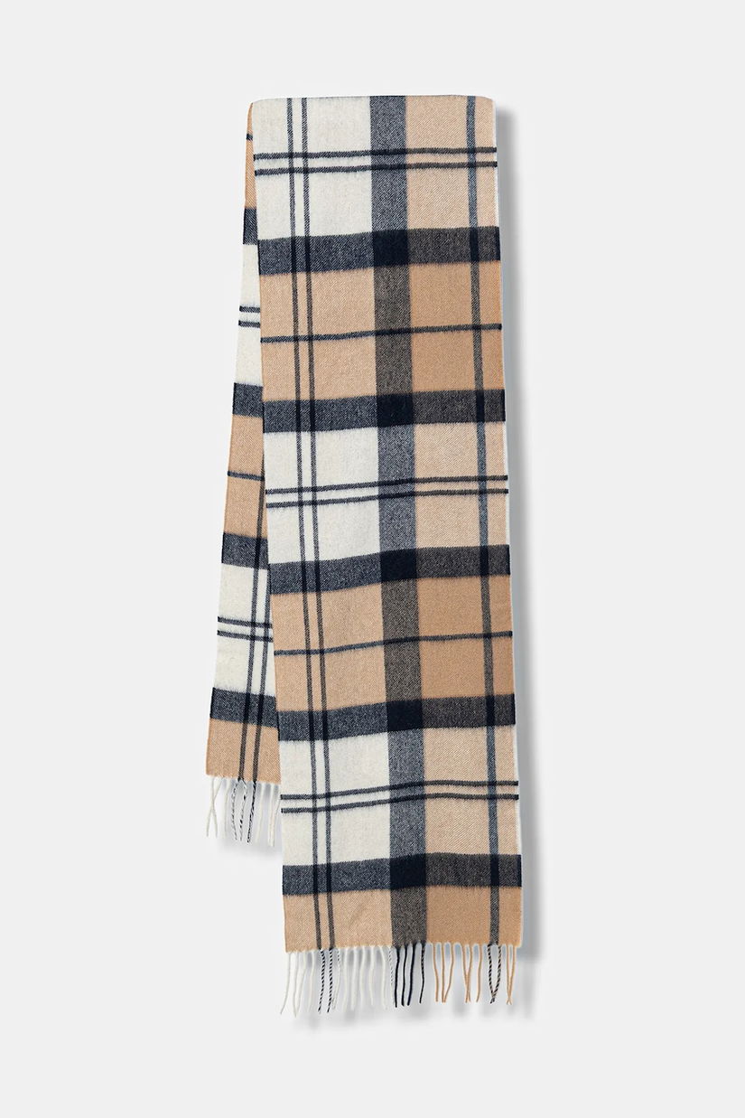 Barbour eșarfă de cașmir culoarea bej, cu imprimeu, LSC0479