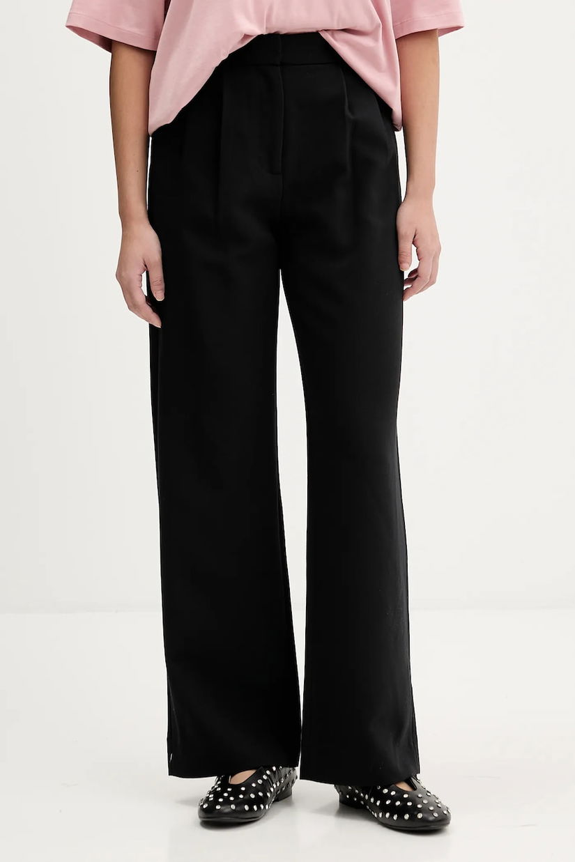 Abercrombie & Fitch pantaloni culoarea negru, drept, high waist, KI156-2422-900