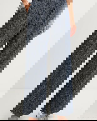 BOSS Orange pantaloni culoarea bleumarin, lat, high waist, 50553824