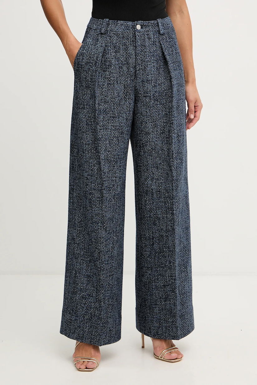 BOSS Orange pantaloni culoarea bleumarin, lat, high waist, 50553824