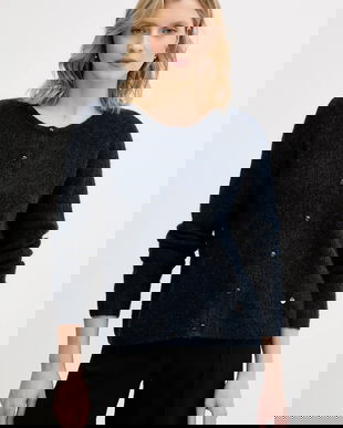 Mos Mosh cardigan cu alpaca Almine culoarea bleumarin, light, 158680