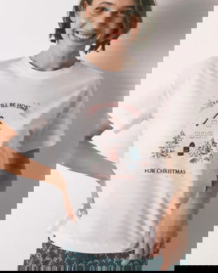 women'secret tricou de pijama din bumbac culoarea bej, bumbac, 3272327