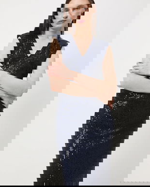 Medicine rochie culoarea albastru marin, midi, mulata