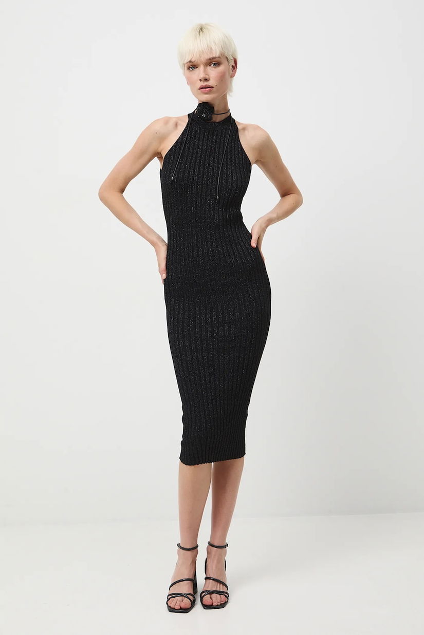 Medicine rochie culoarea argintiu, midi, mulata