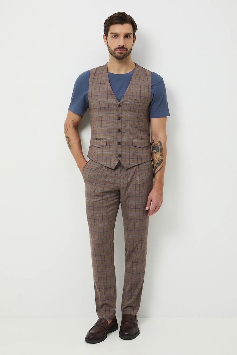 Medicine pantaloni culoarea maro, mulata