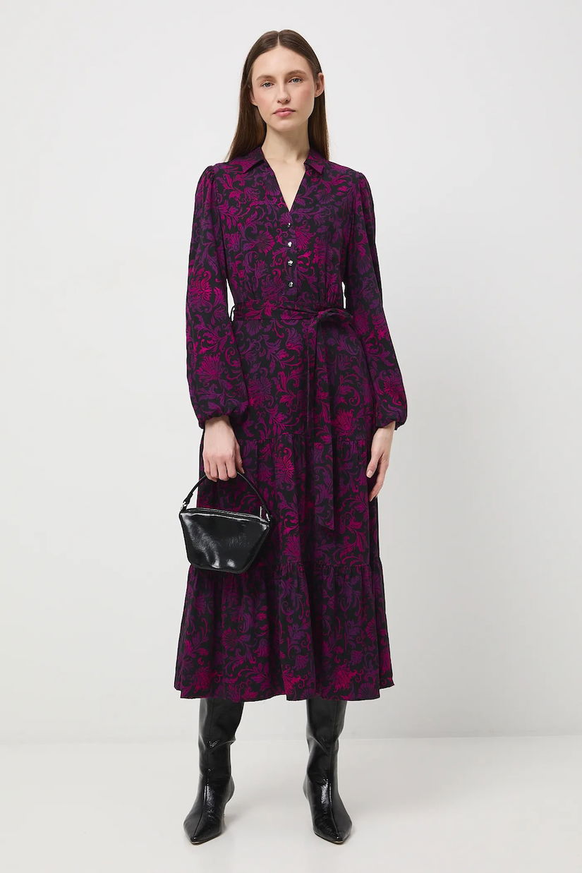 Medicine rochie culoarea negru, midi, evazati