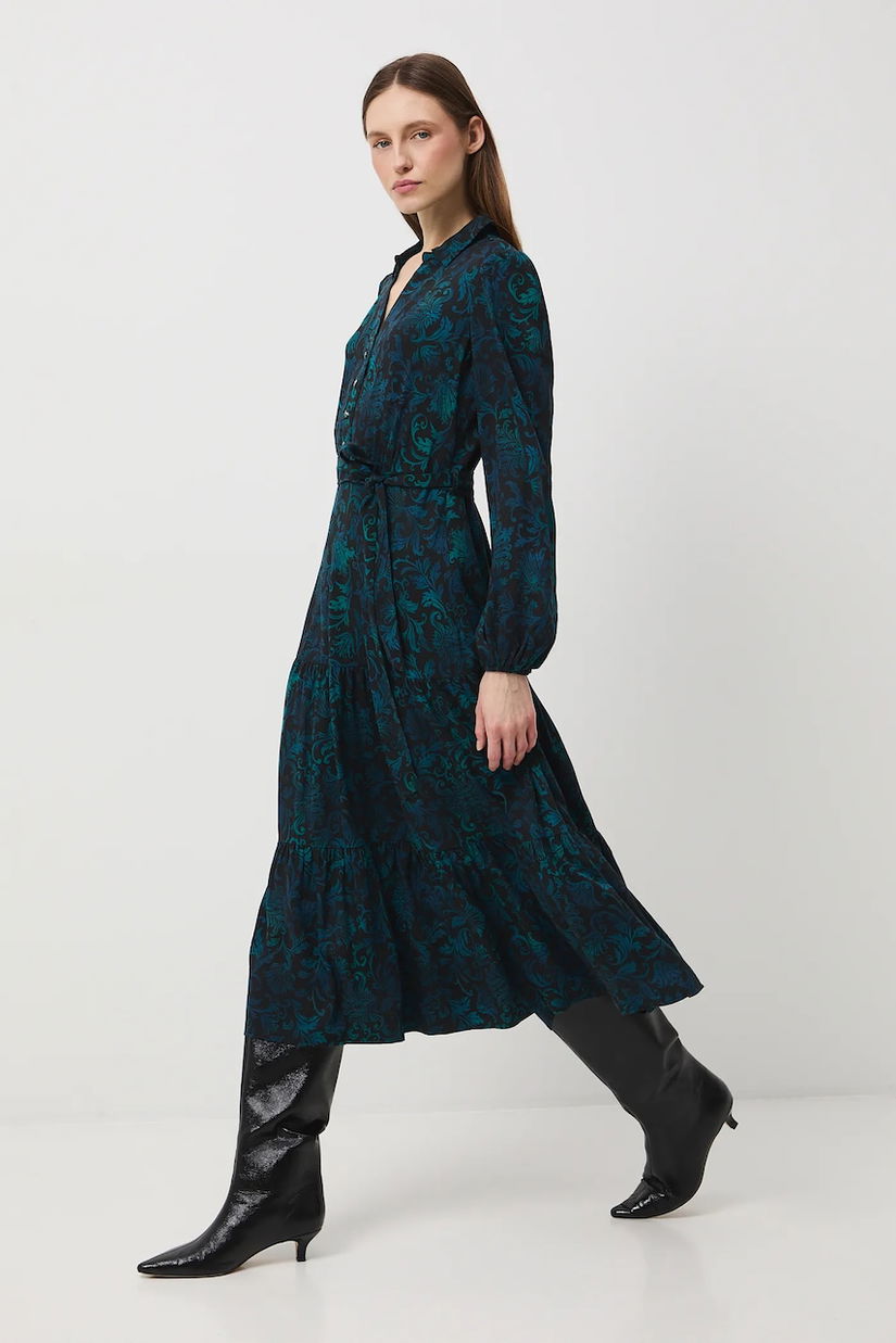 Medicine rochie culoarea negru, midi, evazati