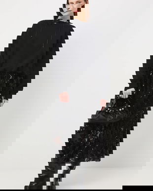 Medicine fusta culoarea negru, maxi, evazati