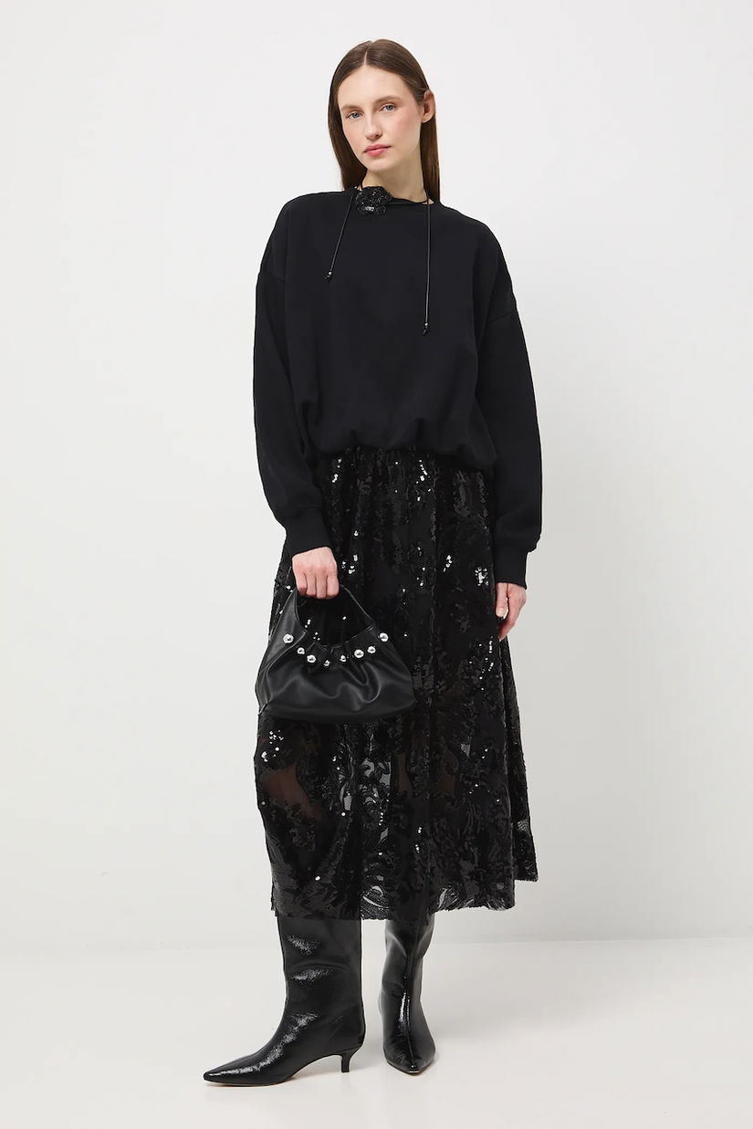 Medicine fusta culoarea negru, maxi, evazati