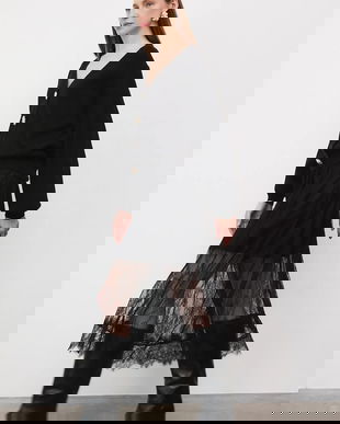 Medicine fusta culoarea negru, maxi, evazati