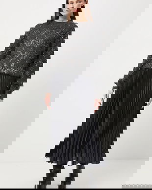 Medicine fusta culoarea albastru marin, midi, evazati