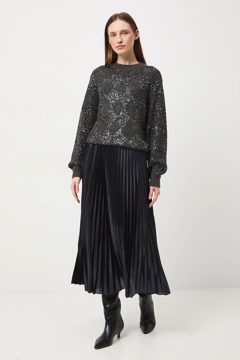 Medicine fusta culoarea albastru marin, midi, evazati