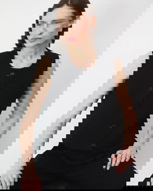 Medicine vesta culoarea negru, un singur rand de nasturi