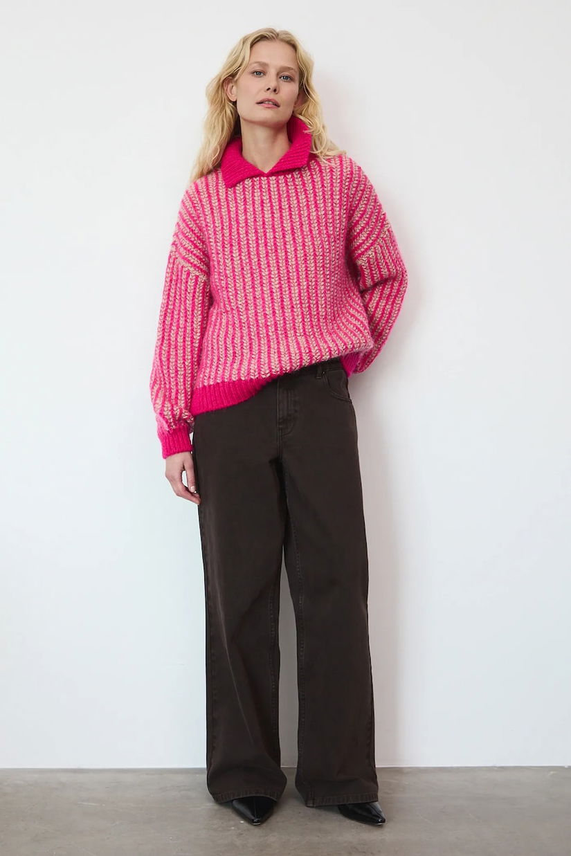 Medicine pulover culoarea roz, călduros, cu turtleneck