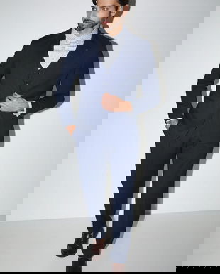 Medicine pantaloni culoarea albastru marin, cu fason chinos