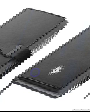 Agenda A5 gri, Piksel, cu buzunar si suport carti de vizita, dictando, pix, logo Mercedes