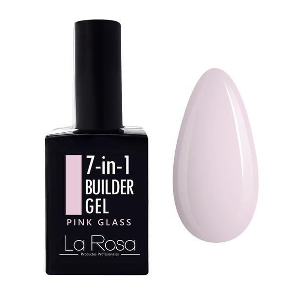 Gel de construcție autonivelantă pentru unghii 7&icirc;n1 La Rosa Profesionales, pink glass 15 ml