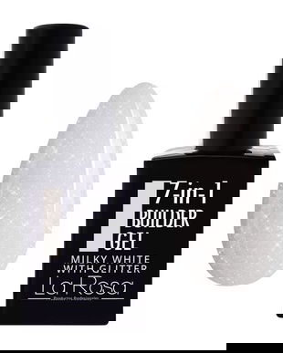 Gel de construcție autonivelantă pentru unghii 7&icirc;n1 La Rosa Profesionales, milky white with glitter 15 ml