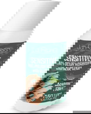 Dizolvant sensitive fără acetonă cu aloe vera pentru &icirc;ndepărtarea lacului de unghii La Rosa Profesionales, 150 ml