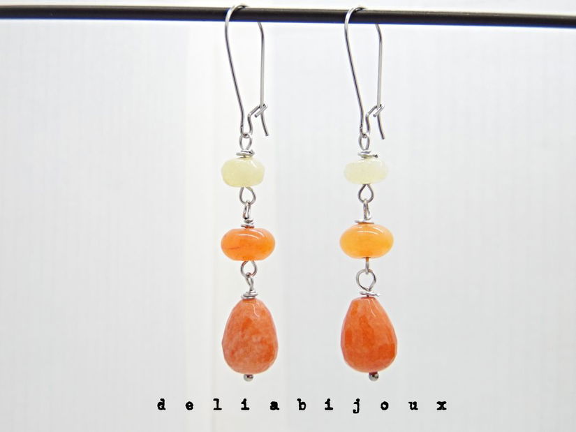 Cercei handmade cu pietre semipretioase - jad și agat (cod1340)