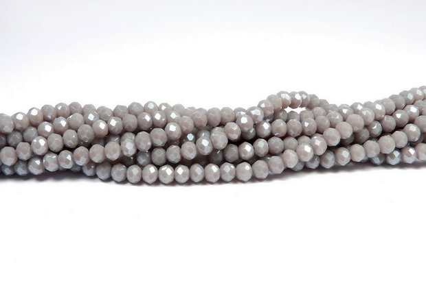 Cristale din sticla, rondelle, 4x3 mm, opace, lucioase, gri