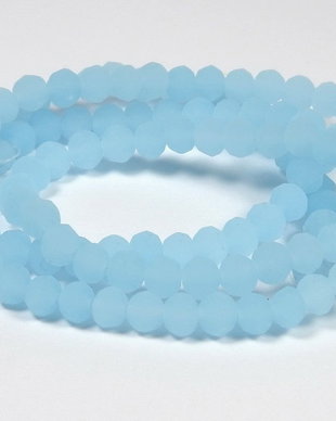 Cristale din sticla, rondelle, 3.5x3 mm, semiopace, frosted, bleu