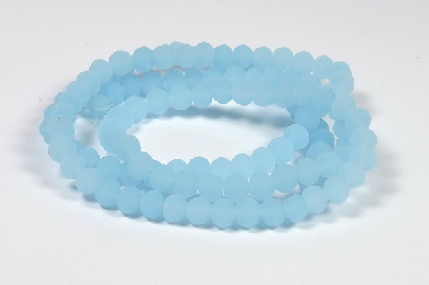 Cristale din sticla, rondelle, 3.5x3 mm, semiopace, frosted, bleu