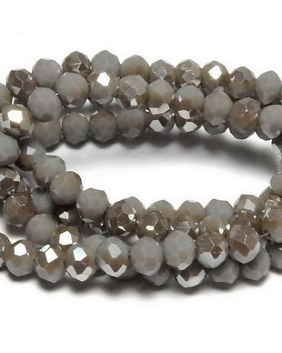 Cristale din sticla, rondelle, opace, 4x3 mm, electroplacate, gri