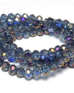 Cristale din sticla, rondelle, transparente, electroplacate, 4x3 mm, AB