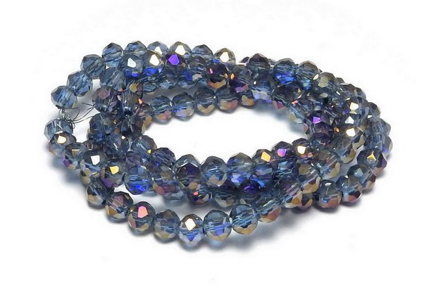 Cristale din sticla, rondelle, transparente, electroplacate, 4x3 mm, AB