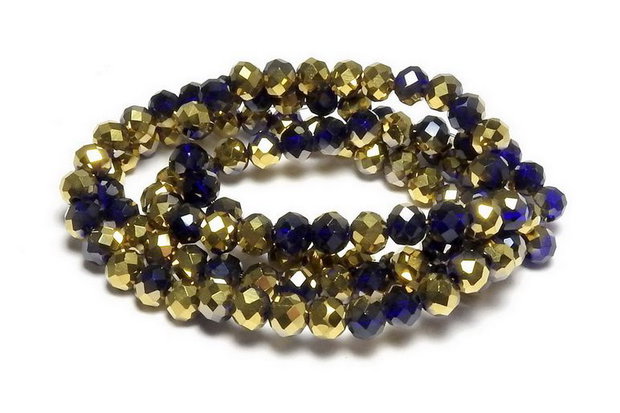 Cristale din sticla, rondelle, 4x3 mm, semiplacate, safir