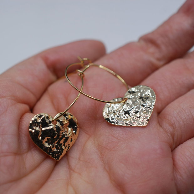 Survivour heartCercei inimi din inox, cercei statement, cercei handmade