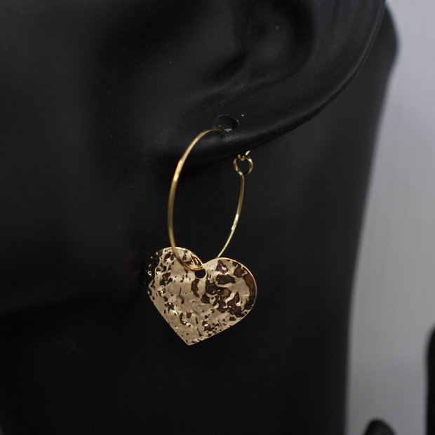 Survivour heartCercei inimi din inox, cercei statement, cercei handmade
