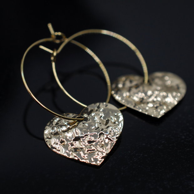 Survivour heartCercei inimi din inox, cercei statement, cercei handmade