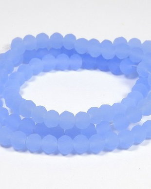 Cristale din sticla, rondelle, 3.5x3 mm, semiopace, frosted, albastre