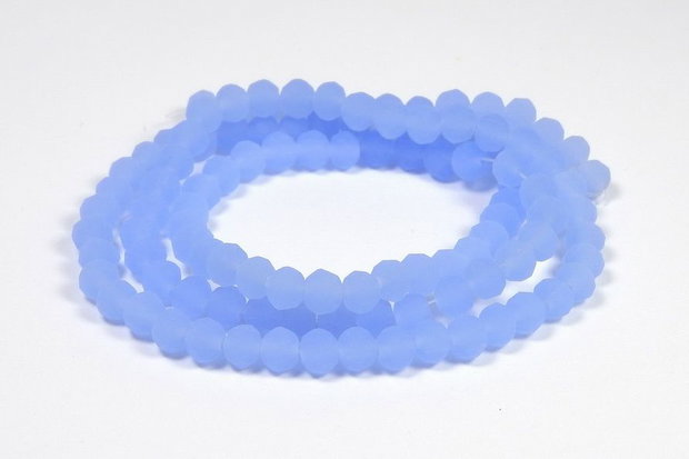 Cristale din sticla, rondelle, 3.5x3 mm, semiopace, frosted, albastre