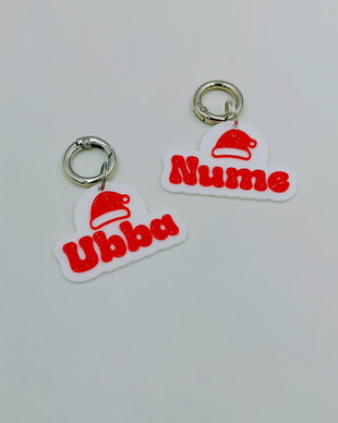 Dog Tag Personalizat cu Nume Câine, Pălărie Moș Crăciun, Medalion Silențios, Accesoriu Zgardă Sărbători, Prindere Carabina