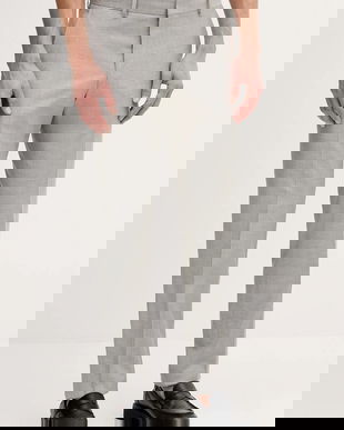 BOSS pantaloni cu lână culoarea gri, cu fason chinos, 50557407