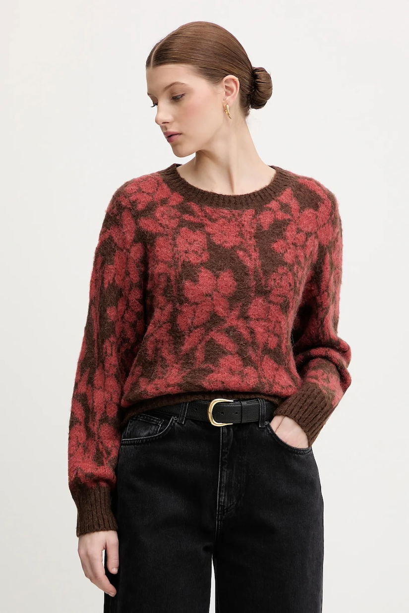 United Colors of Benetton pulover din amestec de mohair culoarea bordo, 1VAAE10F3