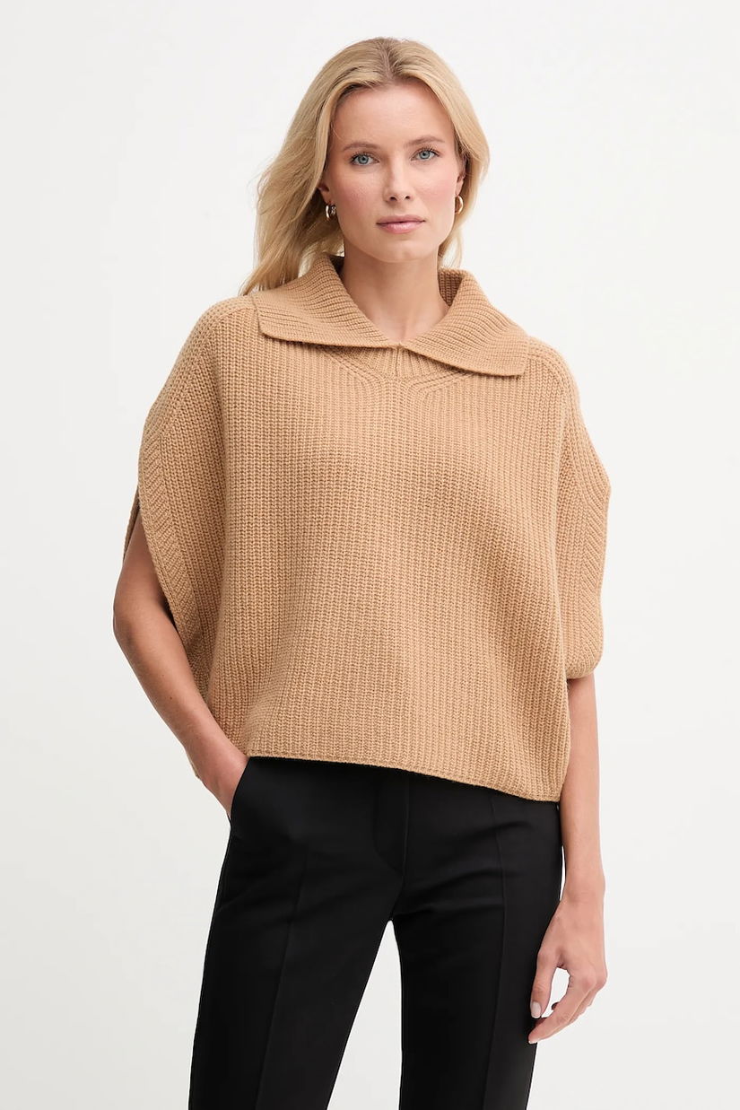 United Colors of Benetton poncho de lână culoarea verde, 1344DU01K