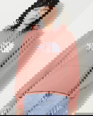 The North Face hanorac de bumbac W Drew Peak Pullover Hoodie femei, culoarea roz, cu glugă, NF0A55ECNXQ1