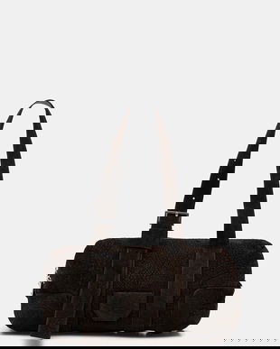 AllSaints geantă de mână din piele întoarsă culoarea maro, W617XD