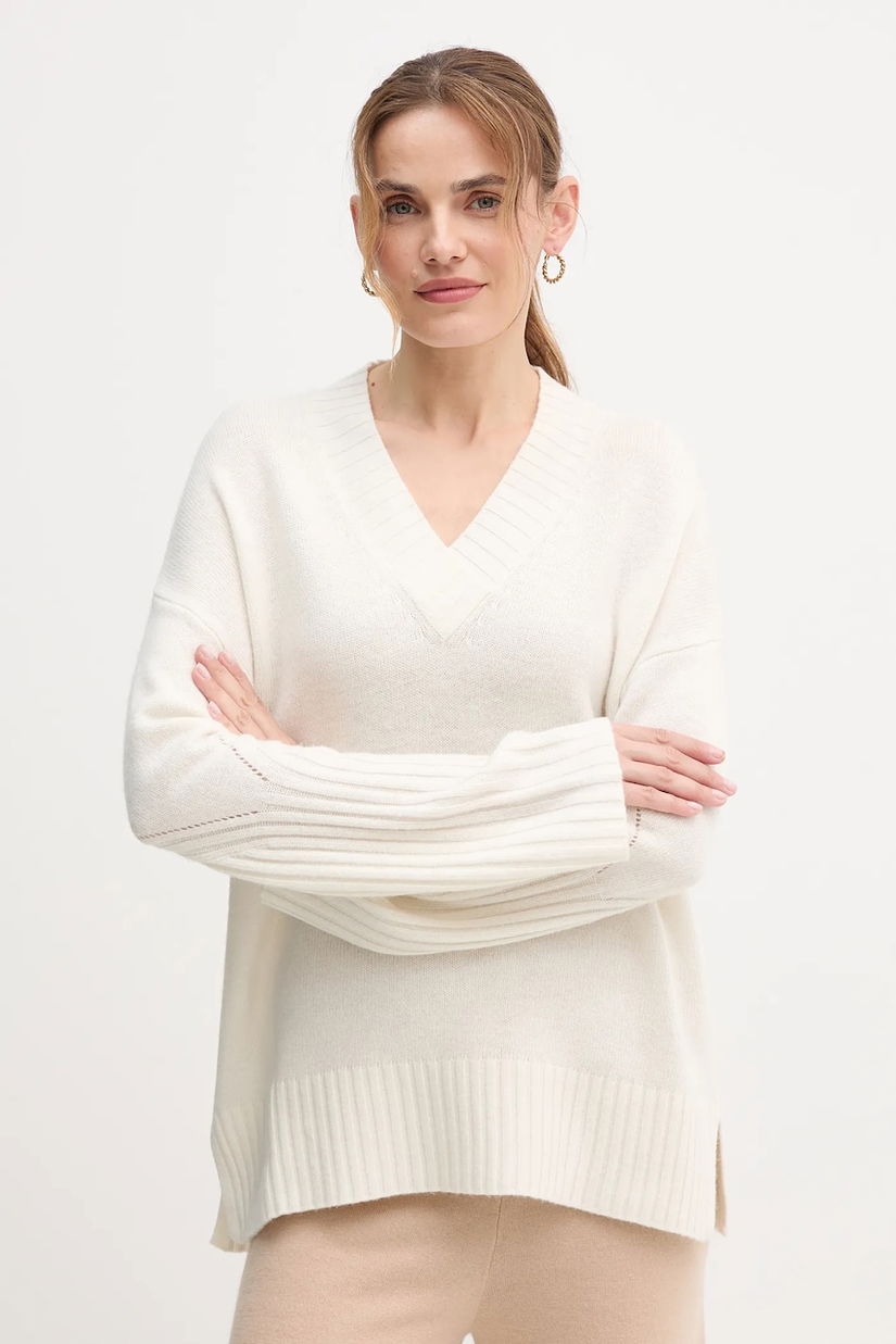 United Colors of Benetton pulover din amestec de lână culoarea bej, 1244D403A