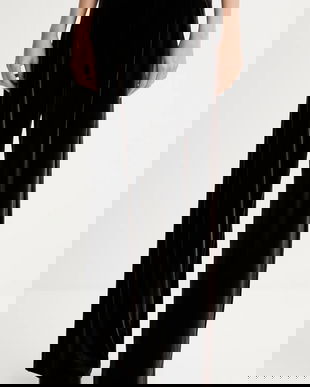 Gestuz pantaloni de catifea culoarea maro, lat, high waist, 10910718