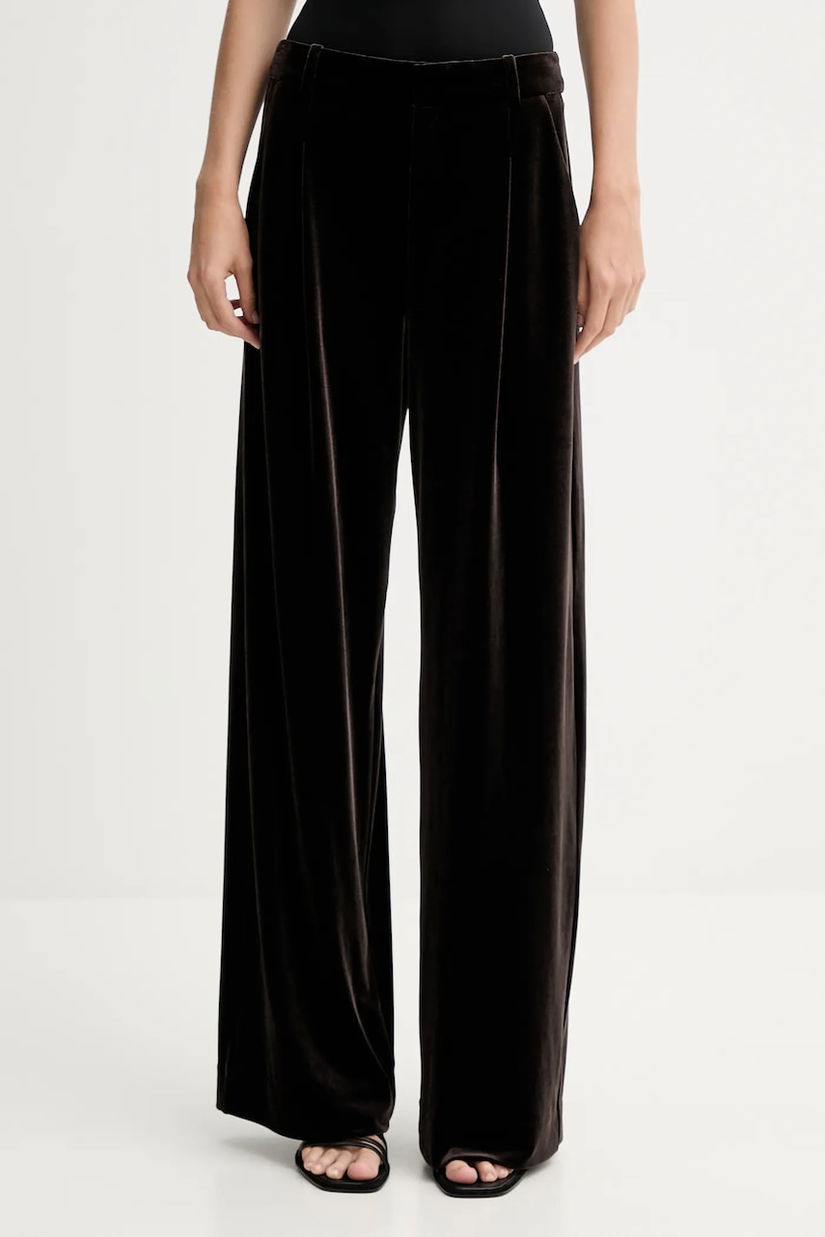 Gestuz pantaloni de catifea culoarea maro, lat, high waist, 10910718